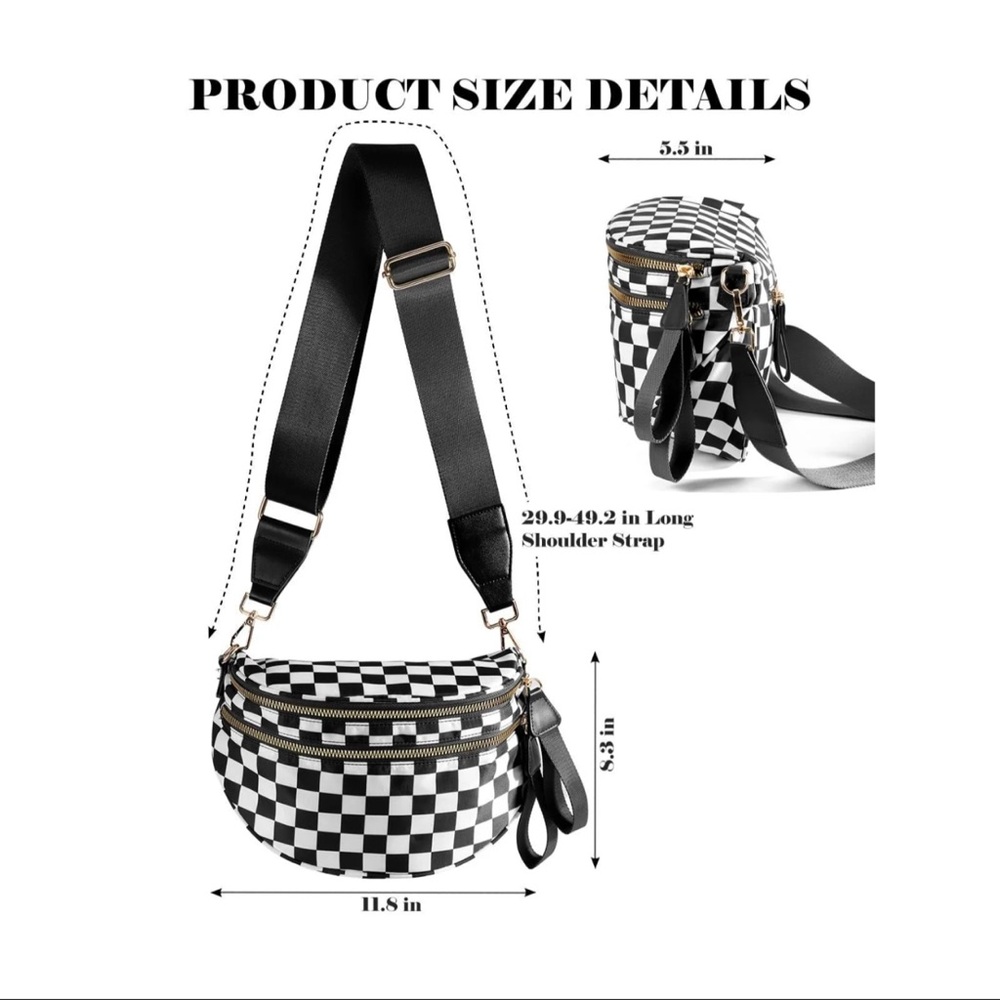 Checkered Black and White Crossbody Bag